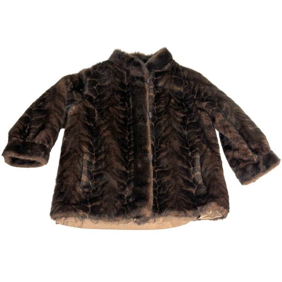 Vintage Faux Fur Brown Sable Coat 14 - Picture 1 of 12